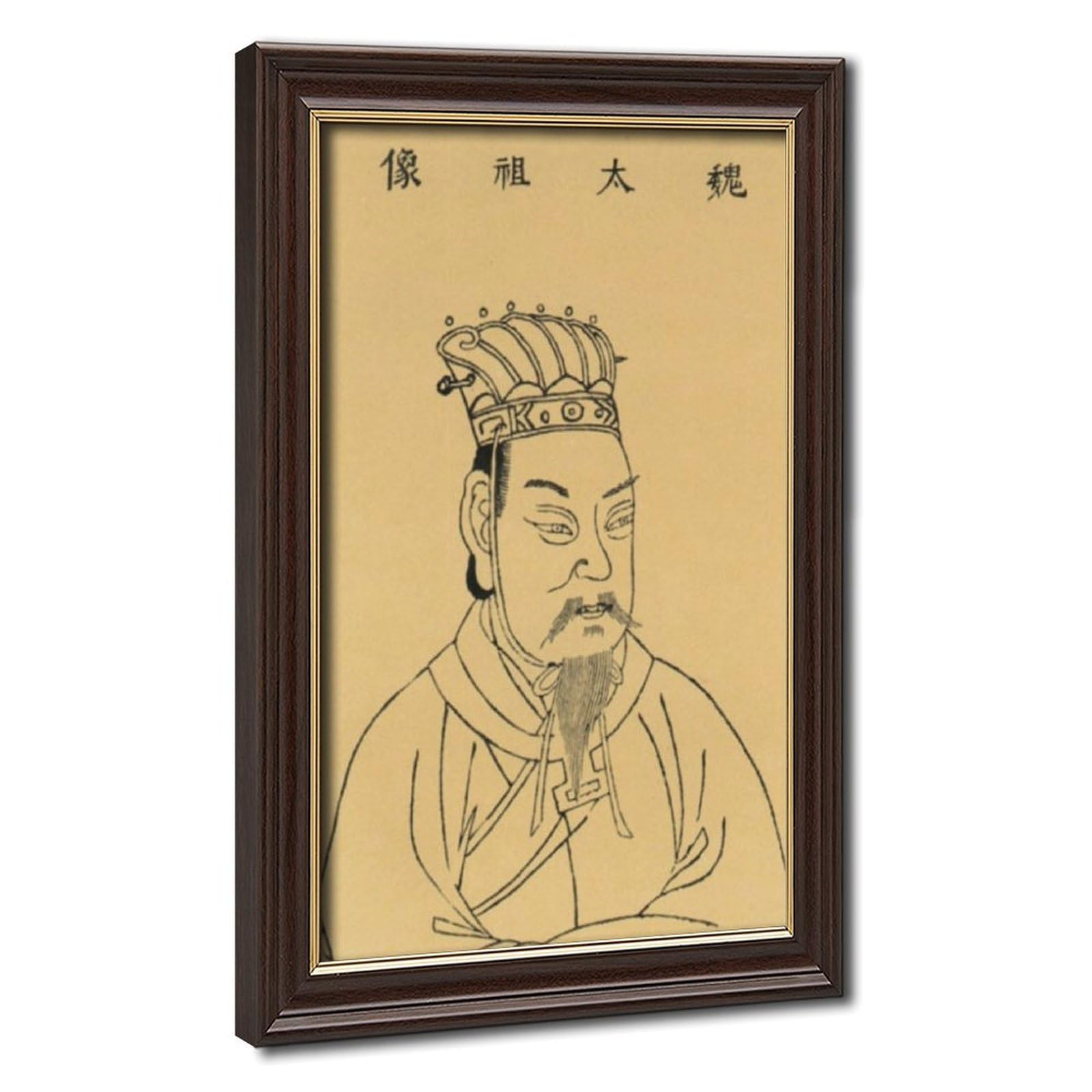 WCYB Cao Cao Portrait Prints Posters Canvas Deco Paintings Wall Art For Office Living Room Hangable Frame 24" L X 36" W