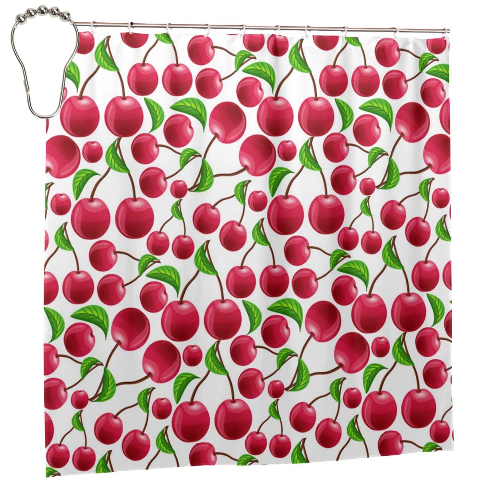 Rideau de douche imperméable cerises 183x183cm pour salle de bain