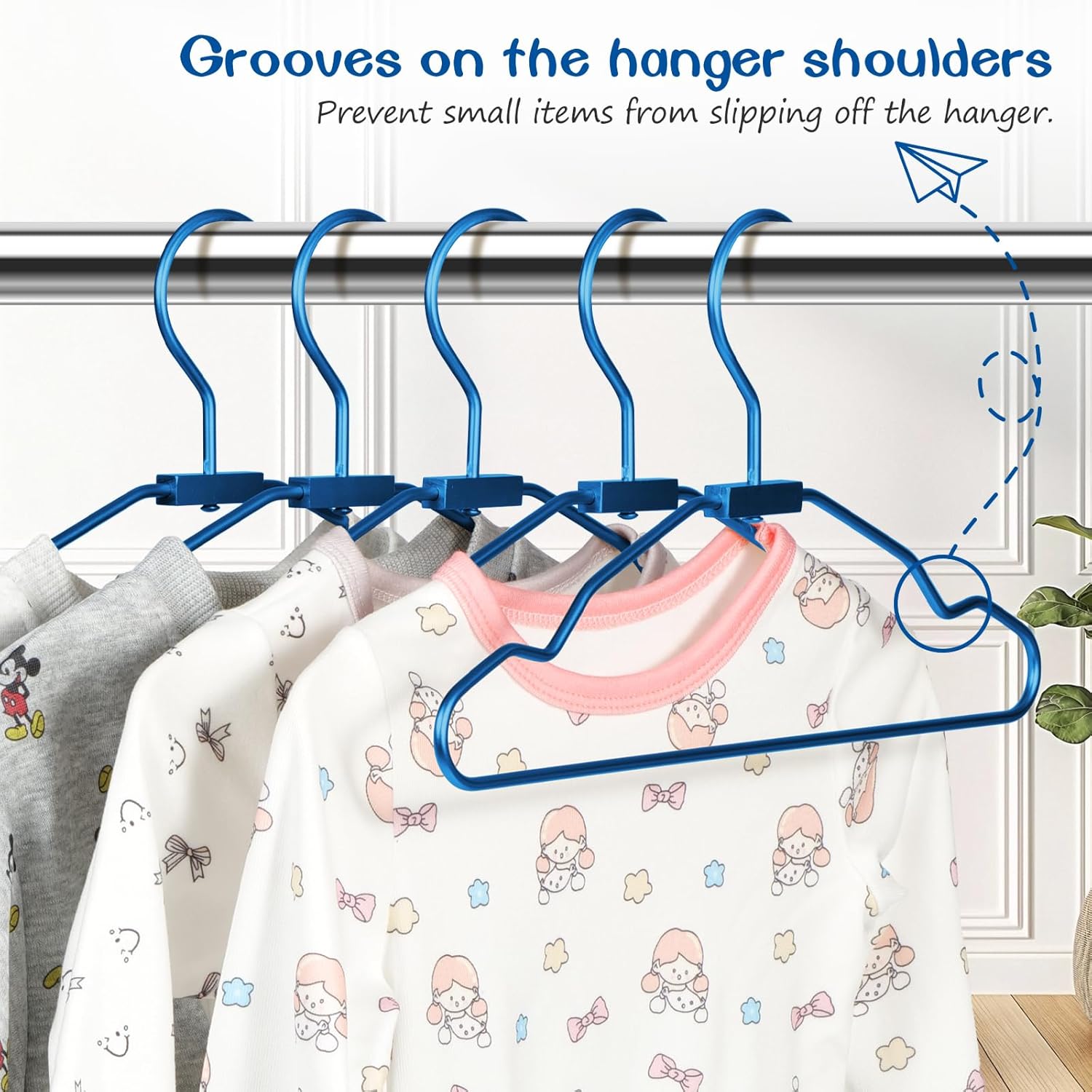 VWV Blue Aluminum Hangers, 20 Pack Baby Hanger，12.6 Inch Children Baby Hangers, Sturdy Metal Children Clothes Hangers for Wardrobe, Space-Saving Toddler Hanger