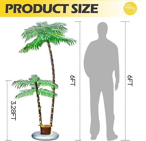 Miniatura 5 de Palmera iluminada, 192 luces LED artificiales para árboles de Navidad de 6 pies, luces para decoración de interiores y exteriores, decoraciones de
