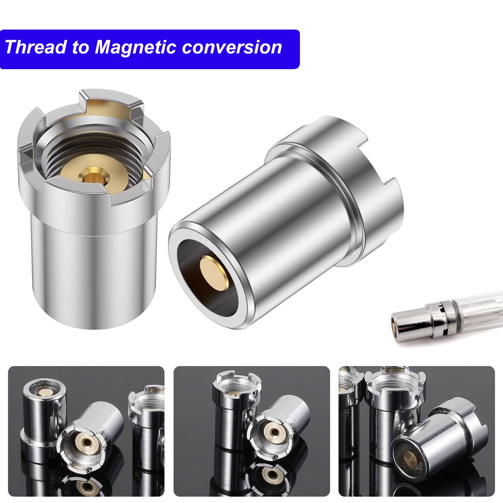 Magnetischer 510-Gewinde Adapter – 8 Stück, Edelstahl/Messing, Für Lötkolben & Elektronik