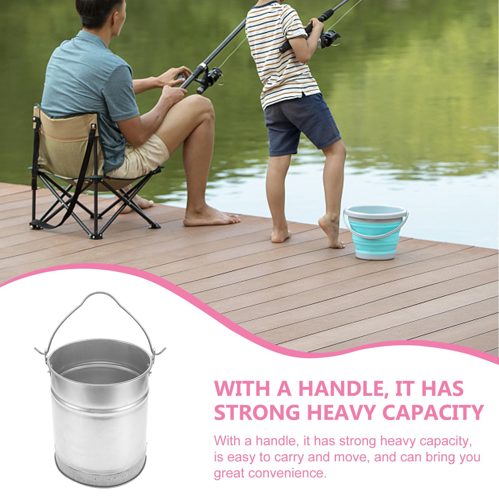 CALLARON Secchio in Ferro da 5 Litri Manico Antiscivolo, Contenitore Multifunzionale per Acqua, Olio e Giardinaggio, Resistente e Adatto per Uso Domestico, Ranch e Pulizie Professionali