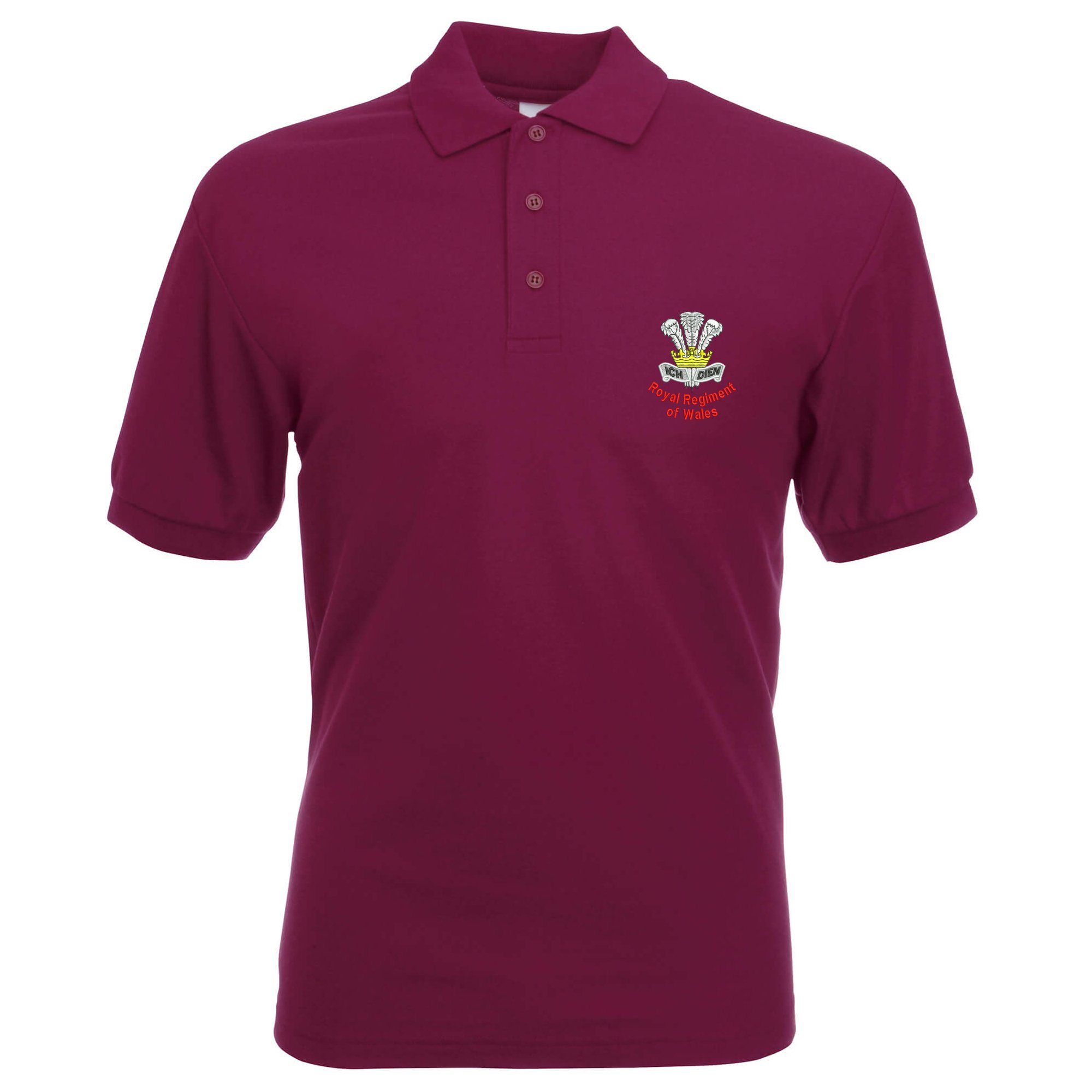 Pineapple Joe's Men's Burgundy Royal Regit Of Wales Embroidered Polo - Large