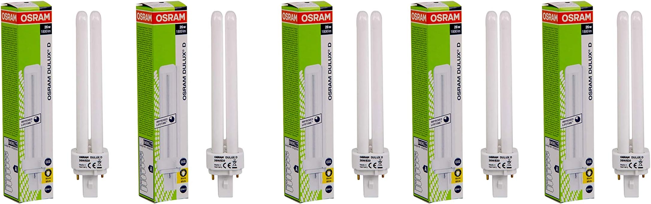 Osram Compact Home Decorative Durable Fluorescent Lamp, 26-w, 2 Pin, Pack Of 5- Warm White