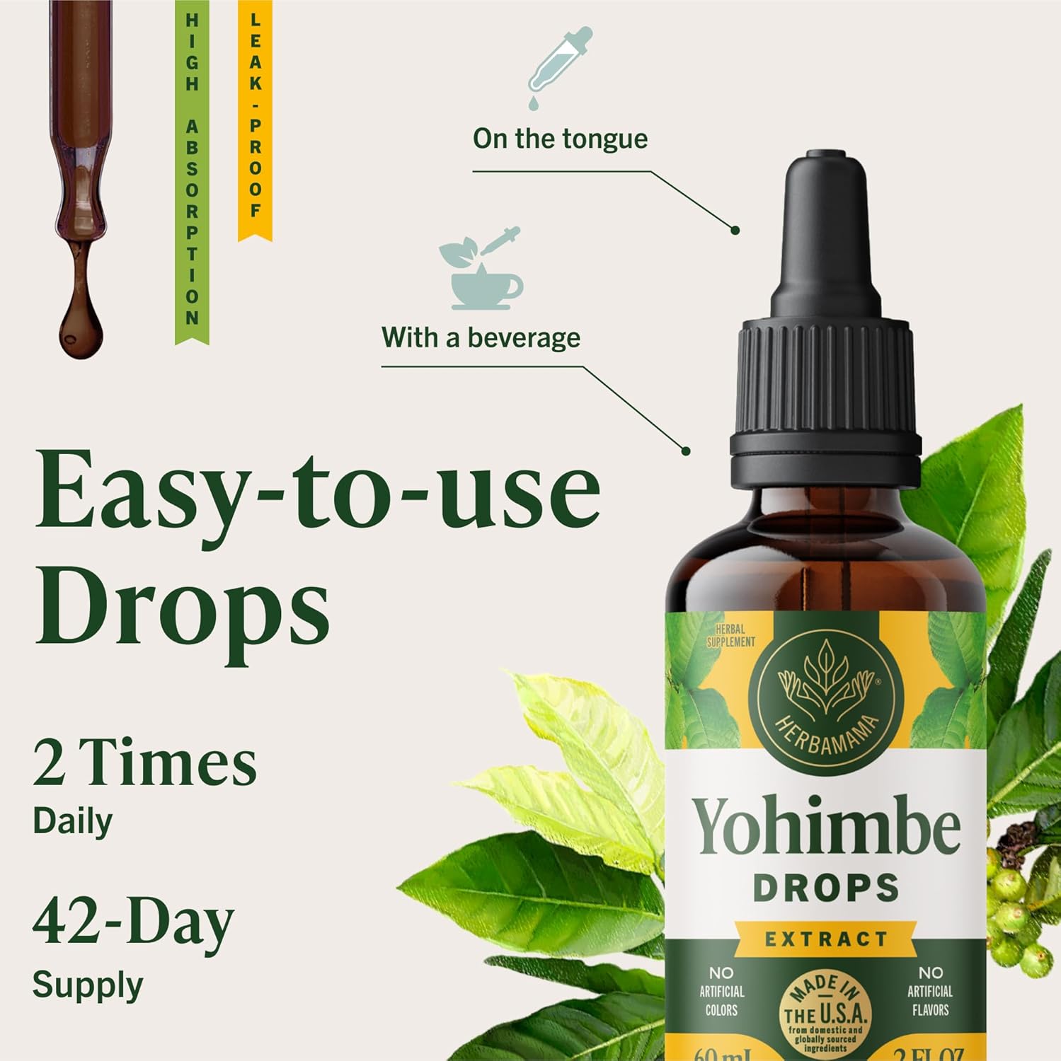 HERBAMAMA Yohimbe Supplements for Men & Women - Vegan Overall Support with Yohimbe Bark Extract - Non-GMO, Alcohol & Sugar-Free Yohimbine Drops, 42-Day Supply - Image 9