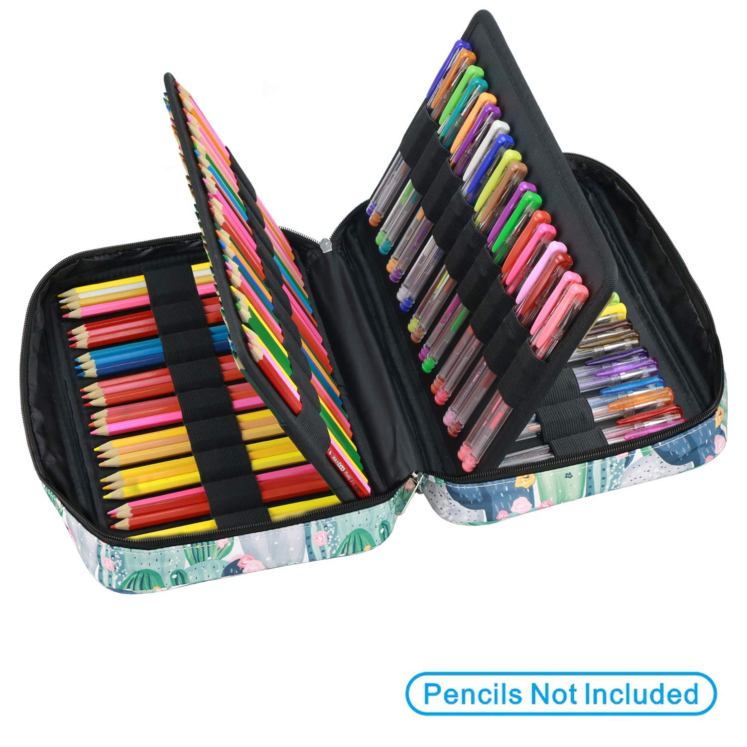 YOUSHARES Farbiges Federmäppchen mit mehrlagigem Halter für Prismacolor Buntstifte und Gelstifte für Erwachsene und Künstler (Kaktus)