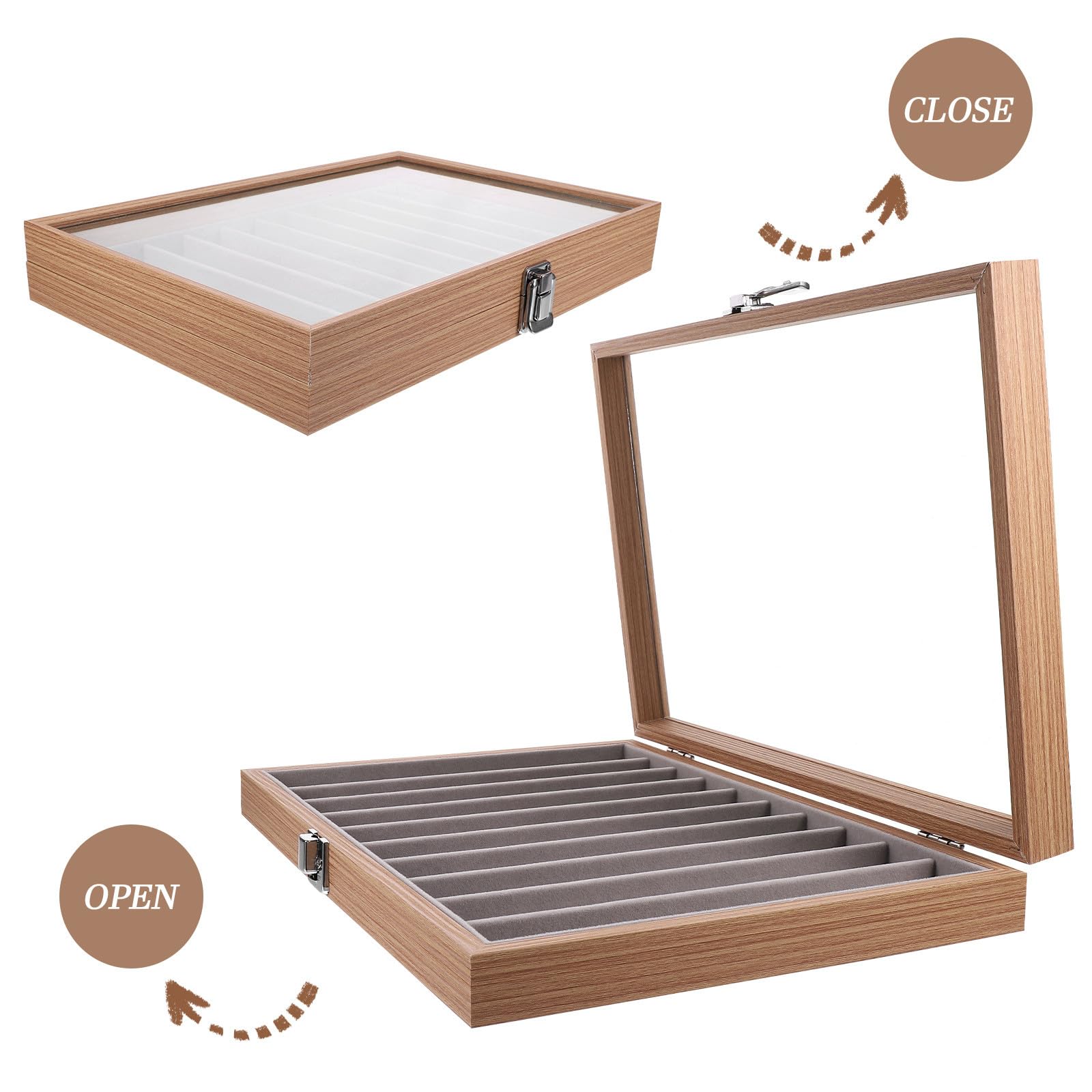 COLLBATH Organizador de Estuches para Joyas con Tapa Transparente y 10 Compartimentos, Bandeja para Collares y Pulseras, Almacenamiento Práctico para Tocador y Citas