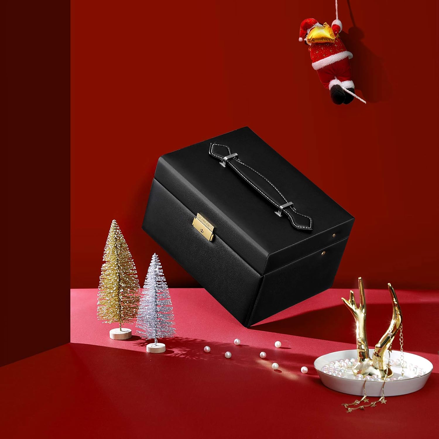SONGMICS Jewelry Box, Girls Jewelry Organizer, Lockable Mirrored Storage Case, Gift Idea, Black UJBC114: Home & Kitchen