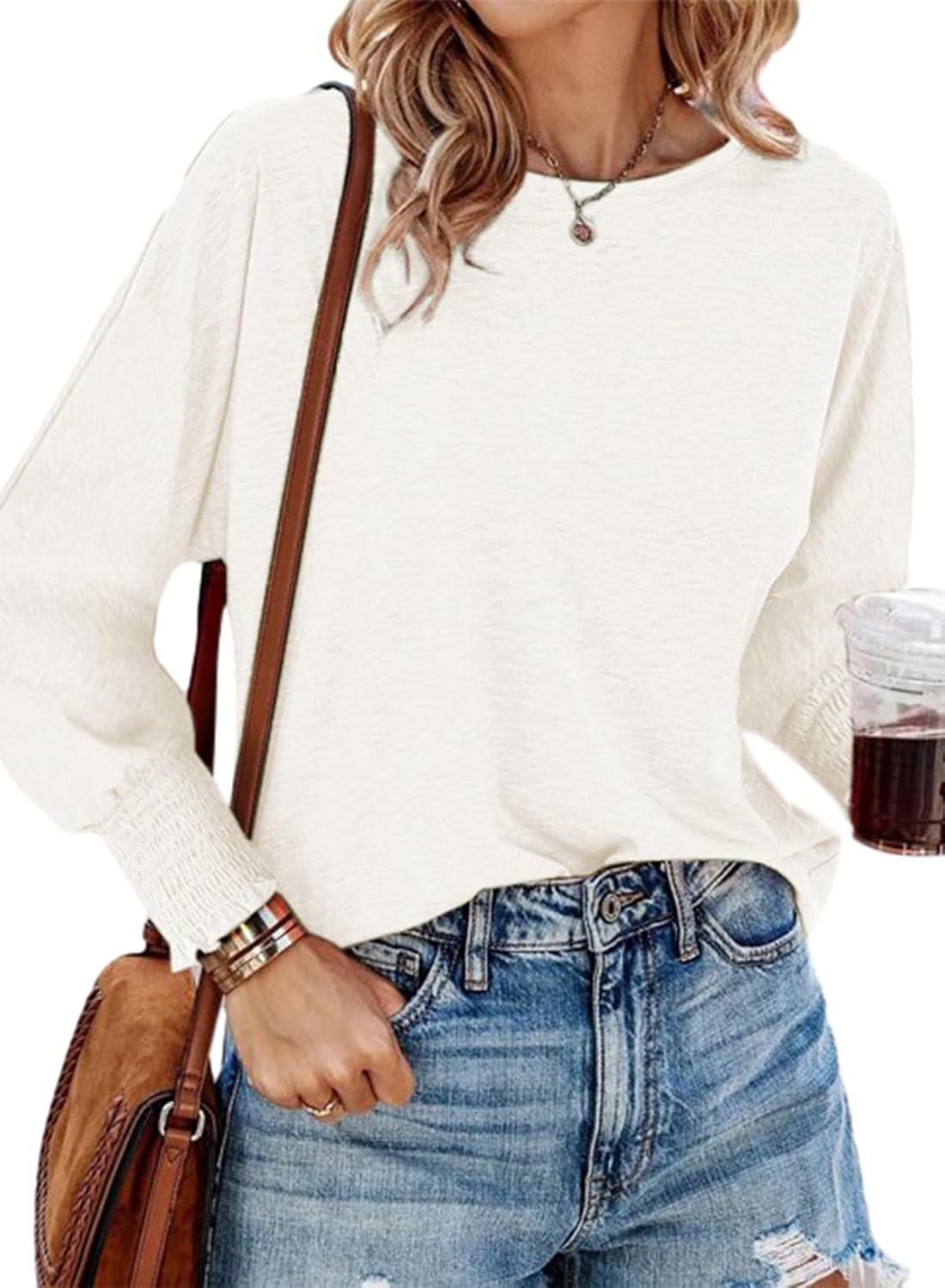 Dokotoo Womens Tops for Women 2024 Spring Fall Clothes Womens Long Sleeve Tops Shirts for Women Dressy Casual Fashion Shirts Tops Trendy Women's Business Work Loose Basic Tee White Blouses