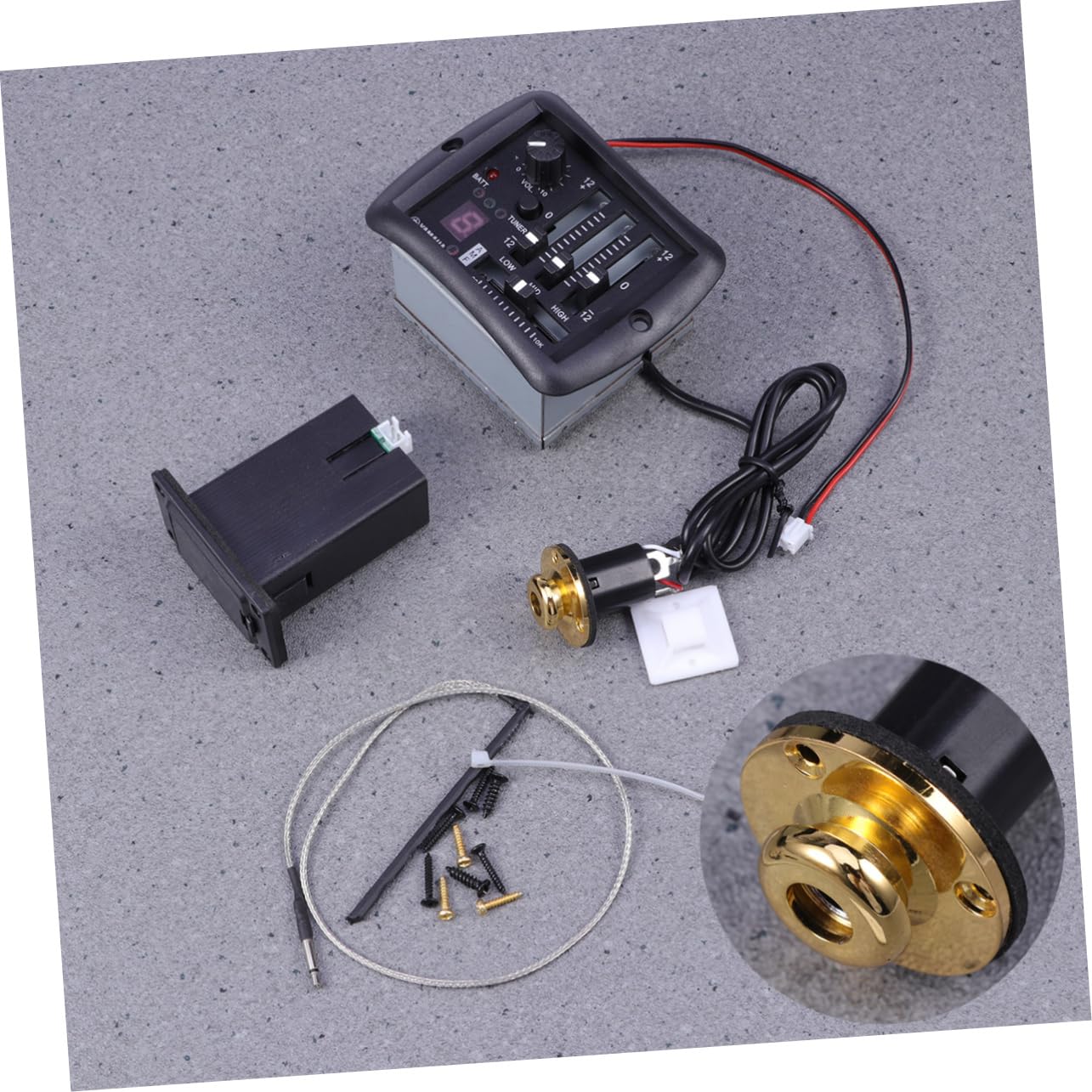Toddmomy Preamplificador de Guitarra Acústica con Ecualizador de 3 Bandas Negro, Control de Volumen y Rango de Captación, Material Plástico y Metal, Adecuado para Guitarra Acústica