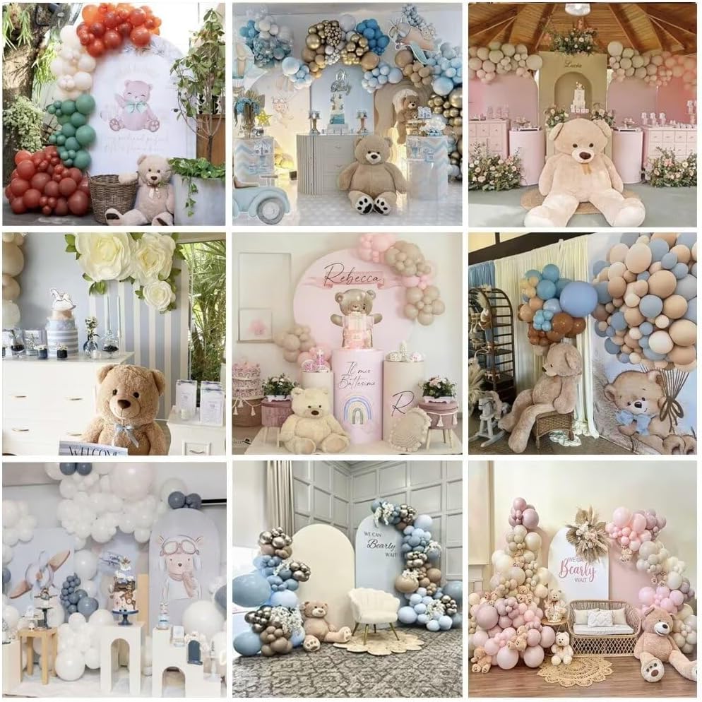 KONPON Blue and White Vertical Stripes Arch Stretchy Fabric Covers for Baby Shower Bear Theme Arched Stand Cover Birthday Party Decoration Favors Props(Only Cover)