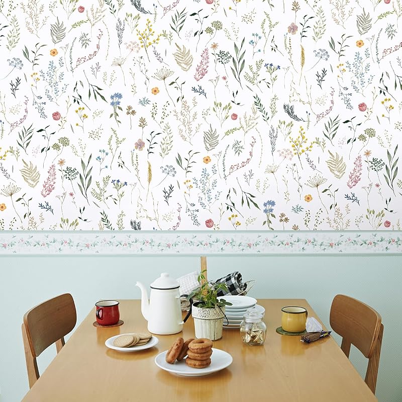 CiCiwind Öntapadós Tapéta Fehér Virágmintás 41x300cm Vízálló PVC Bútorfólia Faldekoráció Szekrény Bútor Felújításhoz