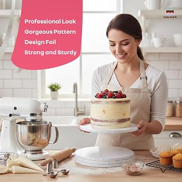 12 Inches White Round Sturdy Cake Board Drums for Displaying Cakes, 1/2 Inch Thick, (1-Pack)