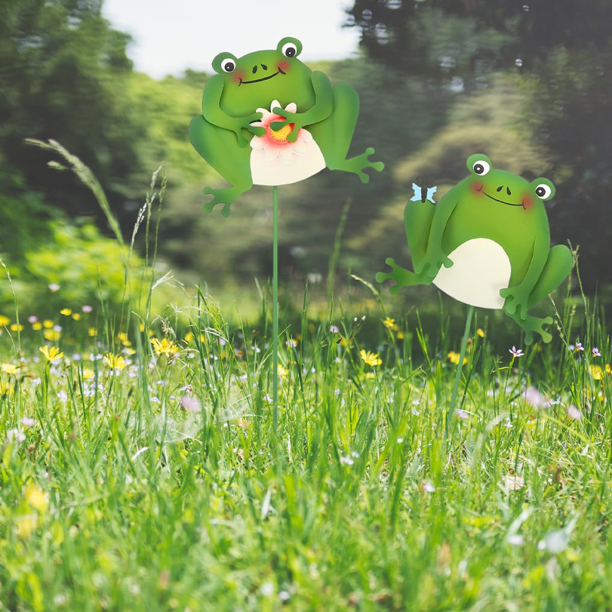 Toyvian 5 Sätze Metallfrösche Für Gartenstecker Dekorative Gartenfiguren in Cartoon Design Für Blumenbeete Und Höfe Lebendige Deko Für Gartenliebhaber Und Frogs Fans 3 Stück * 5