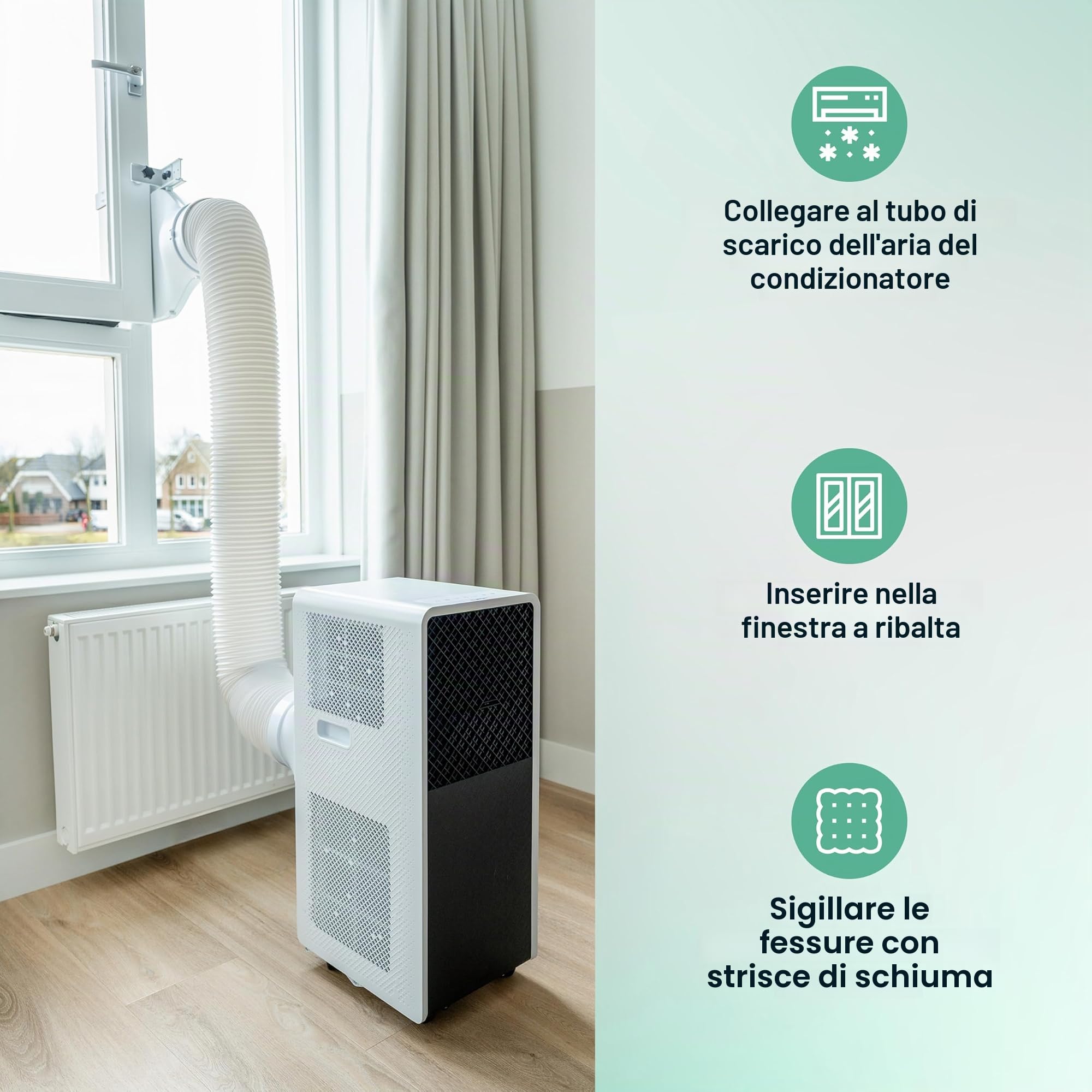 Eurom Window Way Out | Guarnizione per finestra per climatizzatori mobili | Adattatore accessorio per il tuo climatizzatore portatile | Hot Air Stop adattabile universalmente - installazione rapida