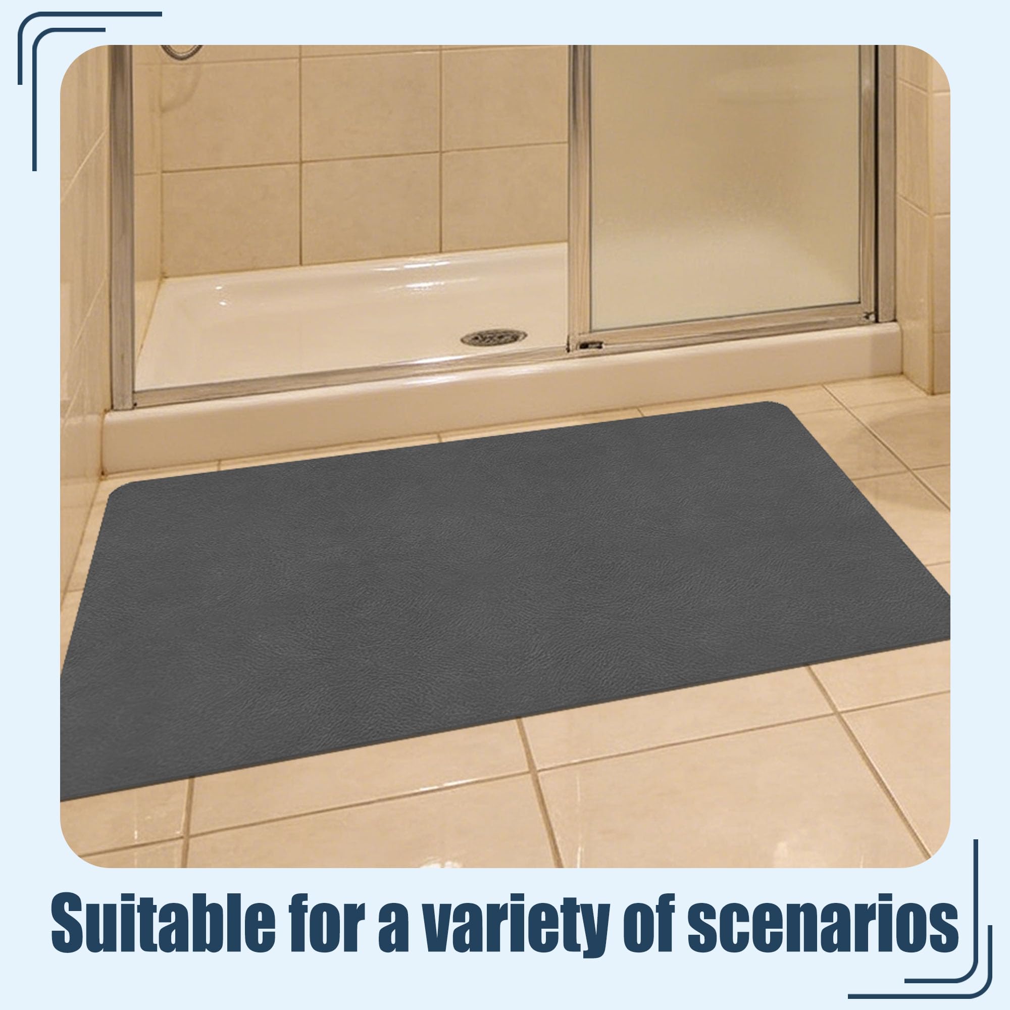 Tapis Salle de Bain Diatomite 40 x 90 cm Séchage Rapide Ultra Absorbant Diatomite à Séchage Rapide Facile à Nettoyer pour La Salle de Bain, Douche, Baignoire Ou comme, Gris Foncé