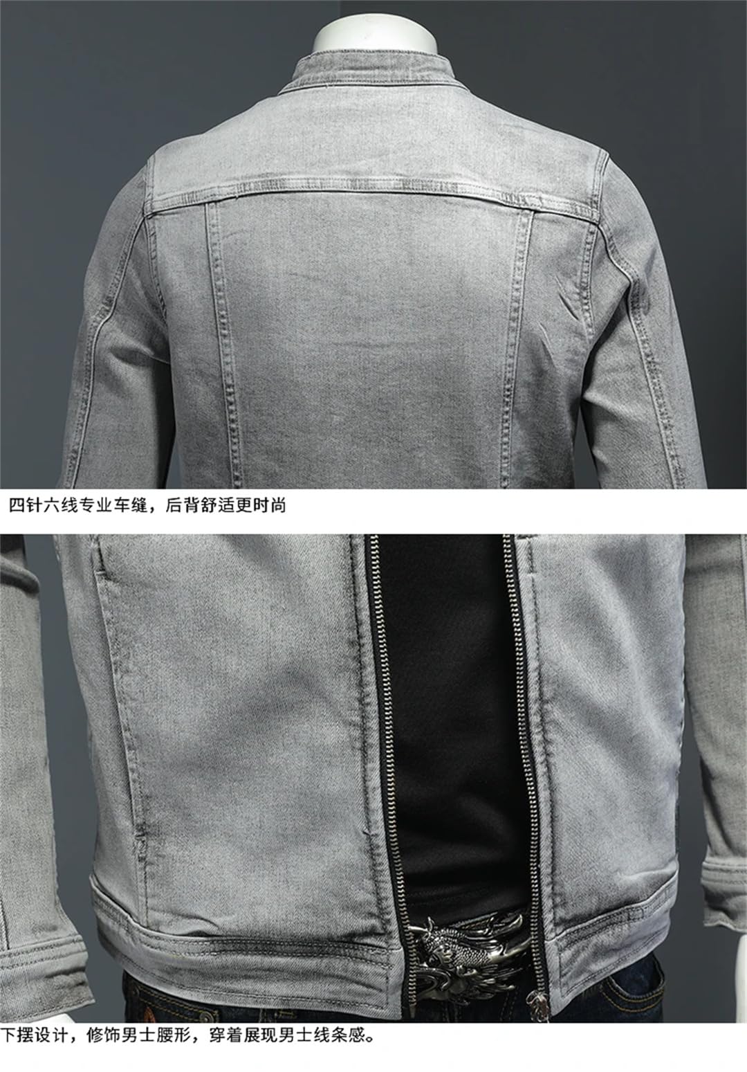 Mężczyźni Vintage Moto Biker Streetwear Denim Bomber Jacket Outwear Stojący Kołnierz Kurtki Dżinsowe Płaszcze