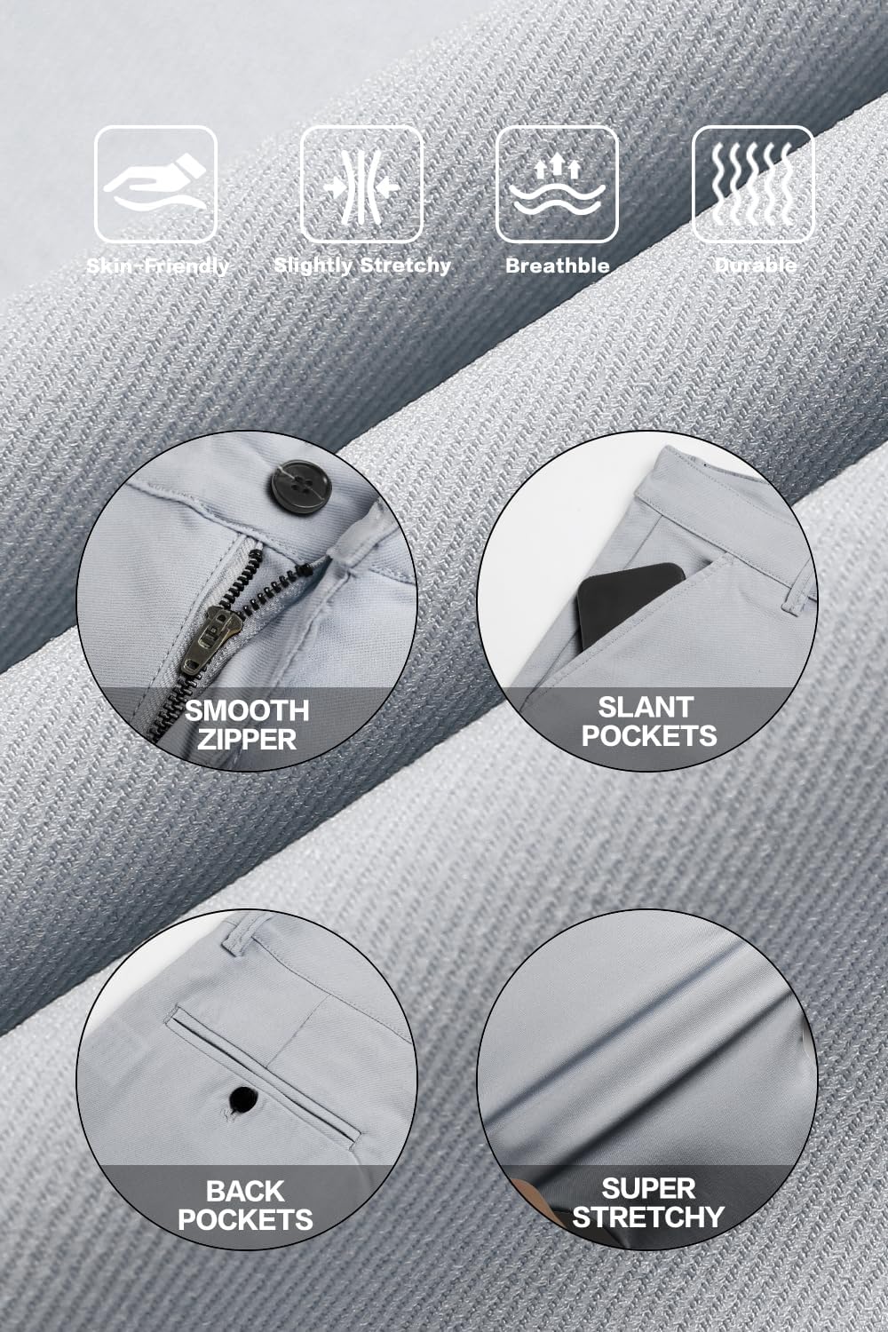 GINGTTO Mens Dress Pants Slim Fit Chino Pants for Men Formal - Image 6