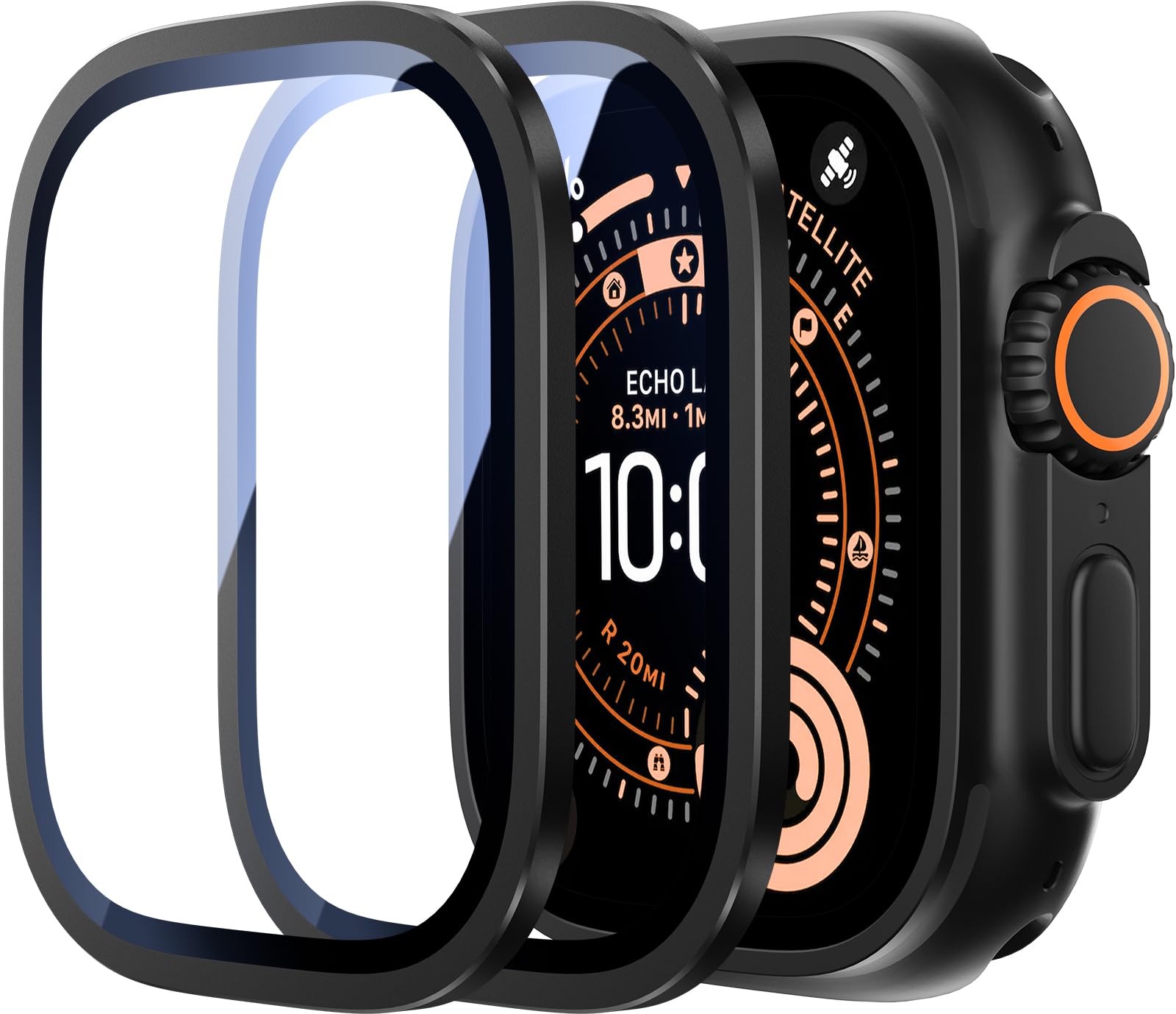 Uyiton for Apple Watch Ultra 3 2 1 Screen Protector - Titanium Alloy Frame 9H Tempered Glass Military