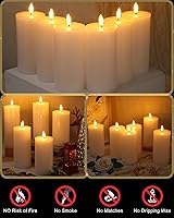 Vista 15 de VIHOSE White Flameless Candles Set Flickering LED Flameless Candles with Remote and Timer Flat Top Battery Operated Candle for Wedding Outdoor Home