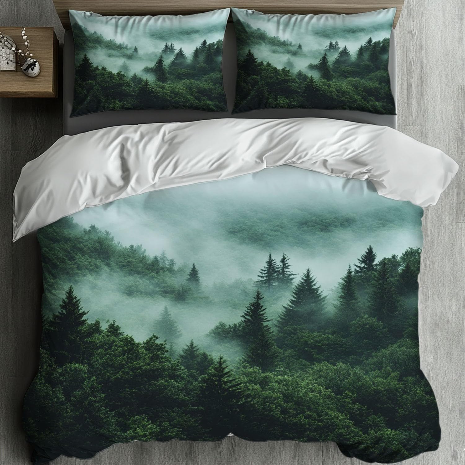 Ensemble de literie en microfibre 220x240 cm avec motif paysage de forêt