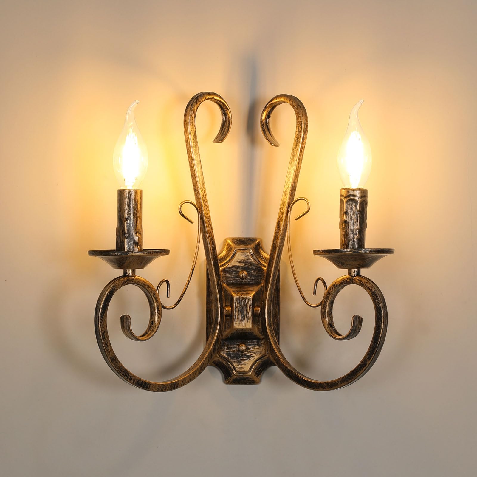Goeco Aplique de pared Vintage Industrial, Portalámparas E14