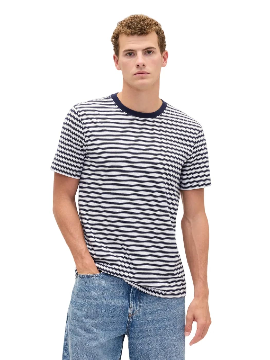 Mens Everyday Soft Stripe Crewneck T-Shirt Tee