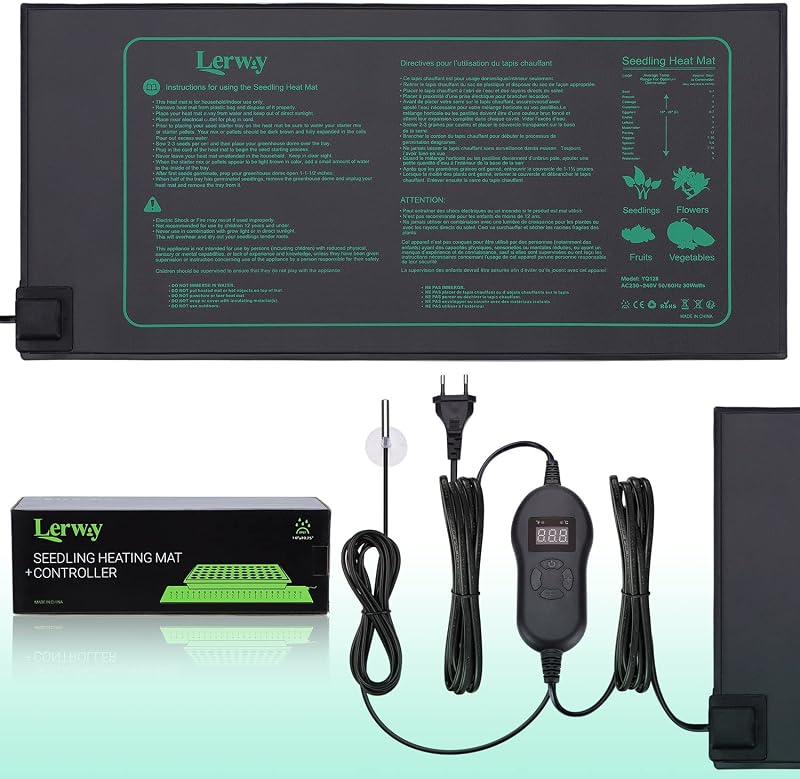 LERWAY Fűtőszőnyeg Terrárium Növény Hüllő Fűtőpad 30W 52x25cm Üvegház Melegítő Matrac Gyík Kígyó Teknős
