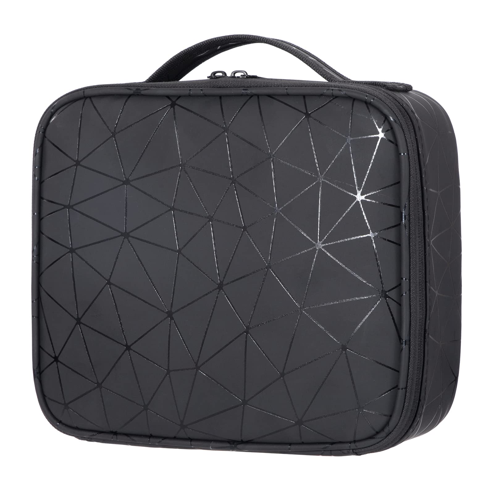 Makeup Bag Travel Cosmetic Vanity Case, Professional Beauty Organiser Box Storage for Makeup Brushes Tools, with Removable Compartment for Artist, Black