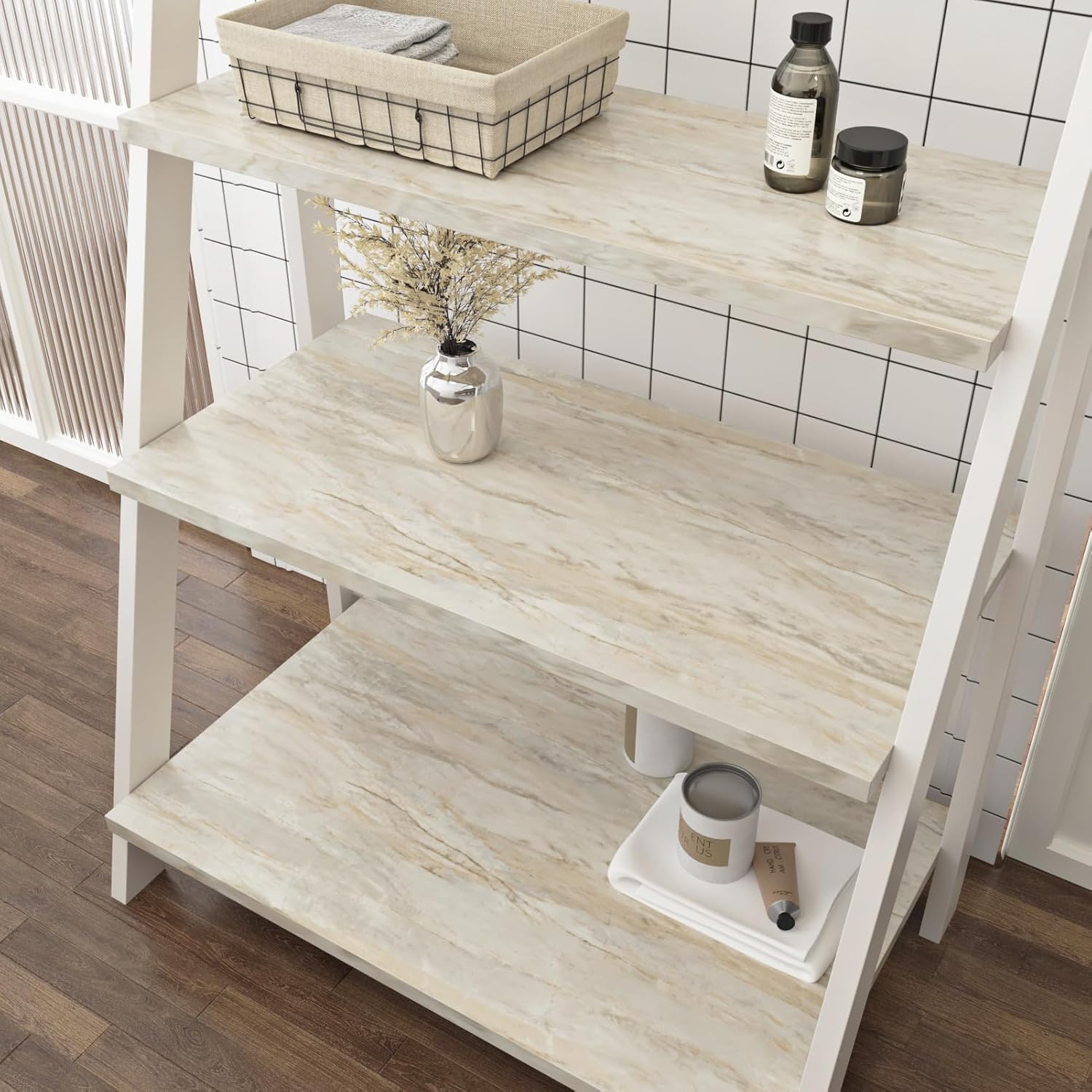 Wallercity Light Wood Oak Contact Paper for Counter Tops Beige Wood Grain Self Adhesive Wallpaper for Bathroom Peel and Stick Countertops Vinyl Wrap Kitchen Wall Paper for Cabinets Table 15.8''x78.7''