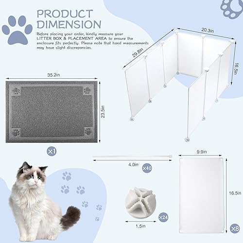 Miniatura 2 de Essenhome Caja de arena para gatos, protector contra salpicaduras extra grande 29.8 pulgadas de largo x 20.3 pulgadas de ancho x 16.5 pulgadas de