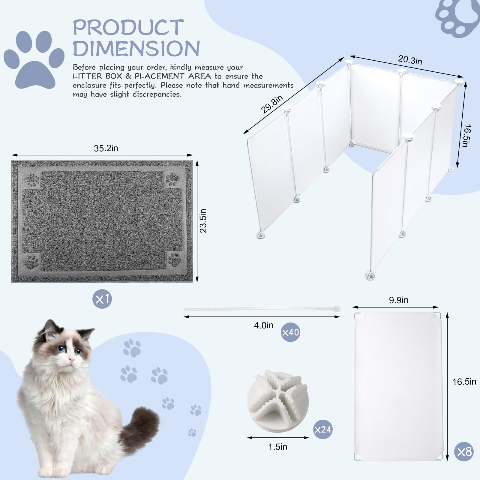 Essenhome Cat Litter Box Enclosure Splash Guard Extra Large 29.8L Ã— 20 ...