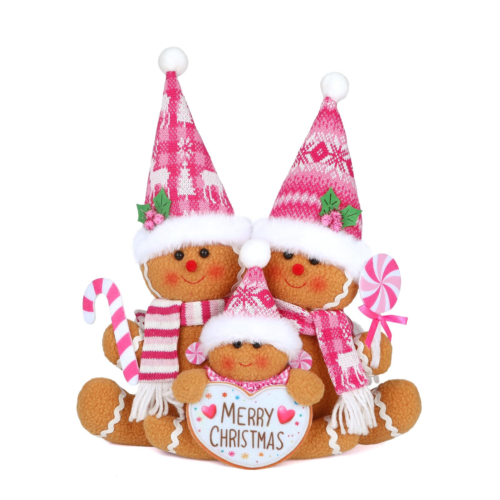 Décoration de Noël pain d'épices rose peluche table et fenêtre