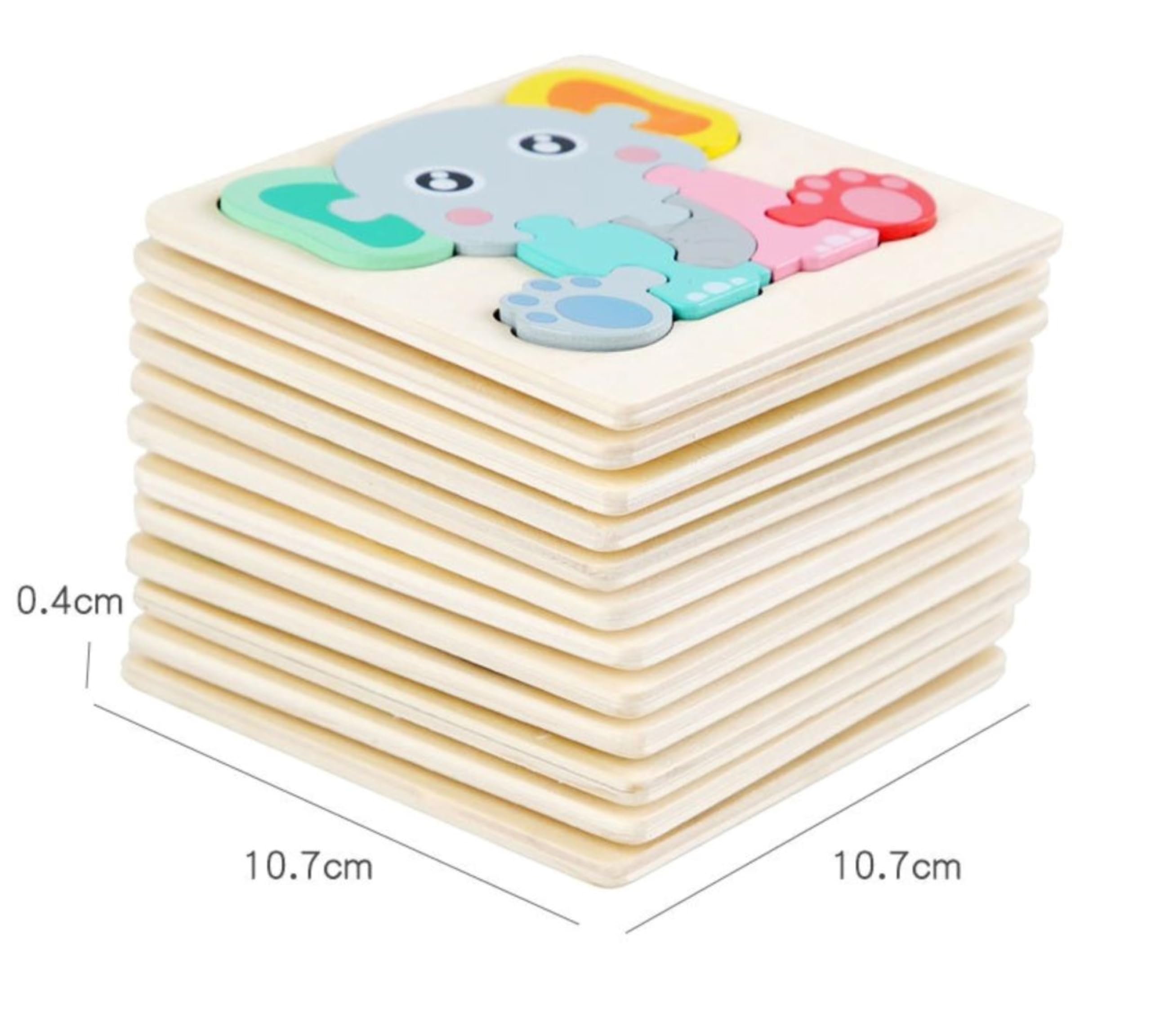 Bambelino Holzpuzzle Für Kleinkinder – 3 Motive (Elefant, Flugzeug, Traktor), 11x11 Cm, Aus Buchenholz, FSC-zertifiziert