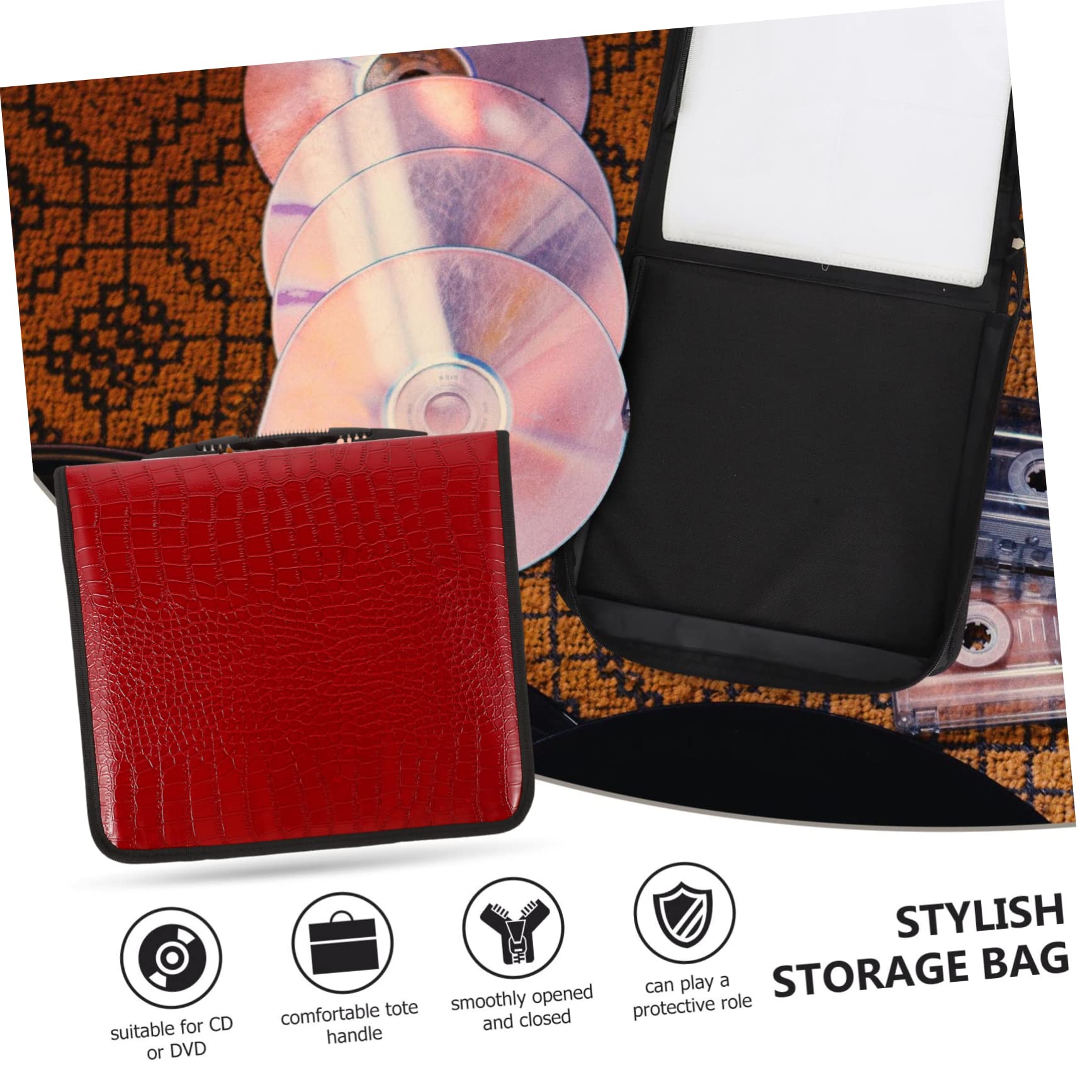 MAGICLULU Rouge Pochette 200 Rangement Capacité de PU en Grosse Pièces CD