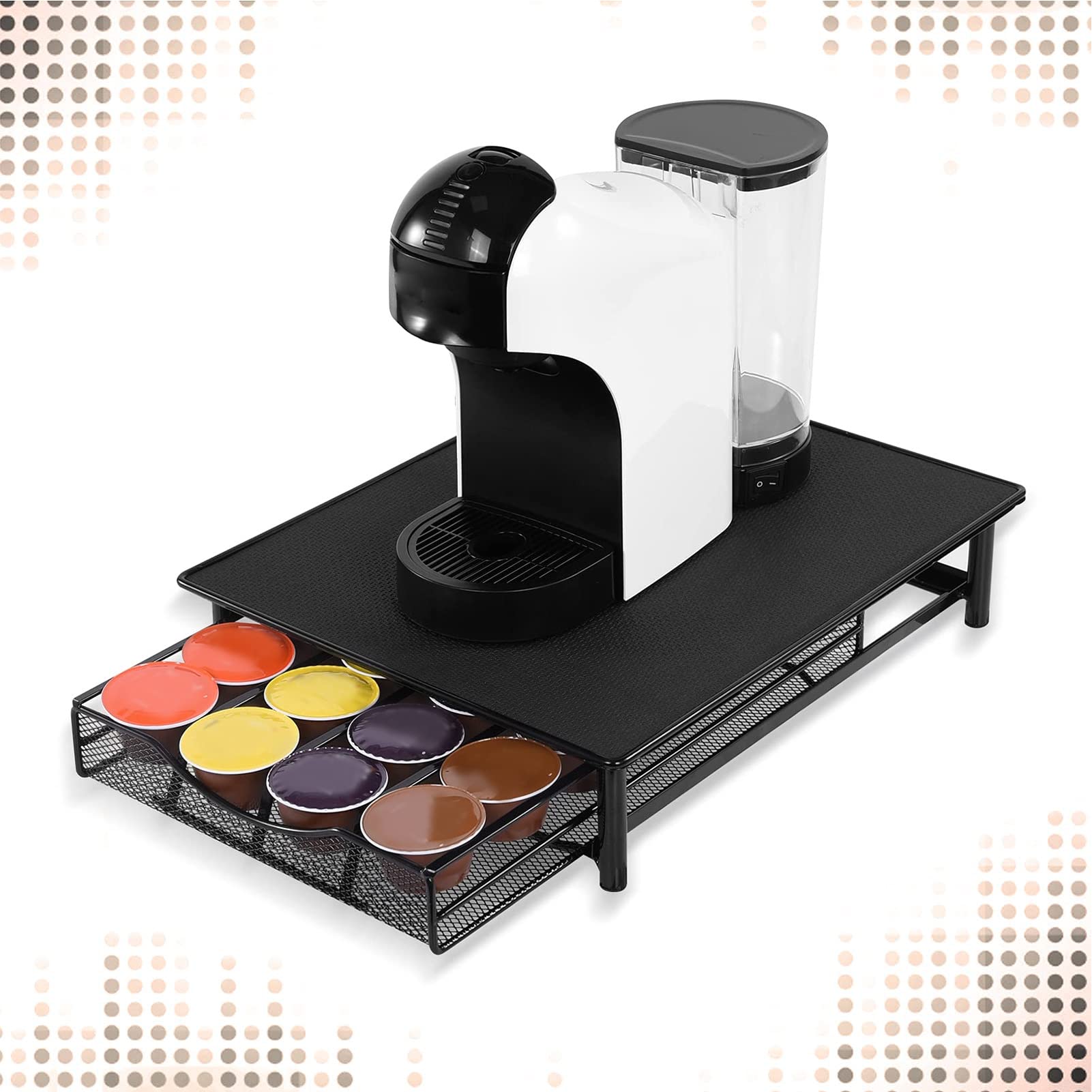 Cassetto Portaoggetti per Cialde di caffè, Cassetto Organizer per Capsule Top Antiscivolo 36 capacità per Ufficio (Nero)