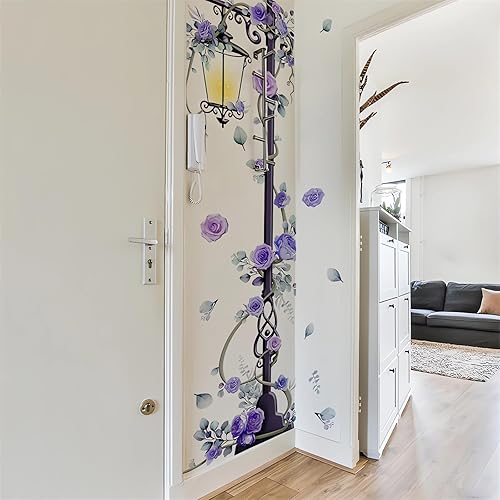 Miniatura 6 de Streetlight - Adhesivo de pared grande de 37.8 x 78.7 pulgadas, diseño floral de sacinora Streetlight, vinilo extraíble para sala de estar,