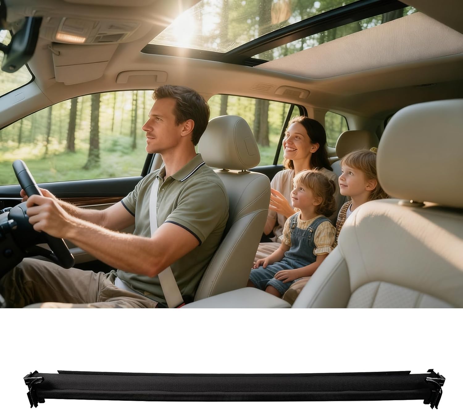 Benz C200 C260 C300 Sunroof Sunshade Curtain Car Accessories Fit for Benz C200 C260 C300 Sunshade Panoramic Sun Shade Panoramic sunroof Shade 2015 2016 2017 2018 2019 2020 2021 2022(Front - Black)