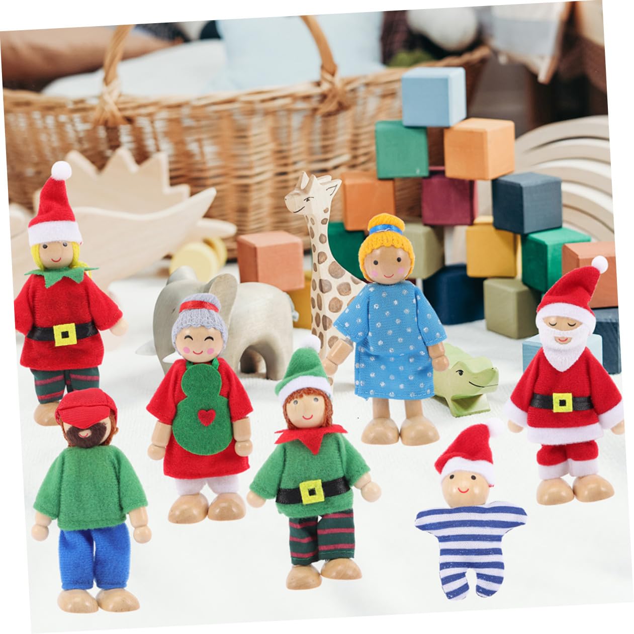 GALPADA 9 Piezas Marionetas de Mano Familia Mini Muñecos Juguetes Creativos para Desarrollo de Habilidades Comunicación y Imaginativo Navidad