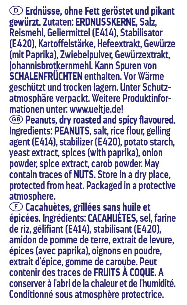 ültje Erdnüsse pikant gewürzt, ohne Fett geröstet, Dose, 16er Pack (16 x 180 g)