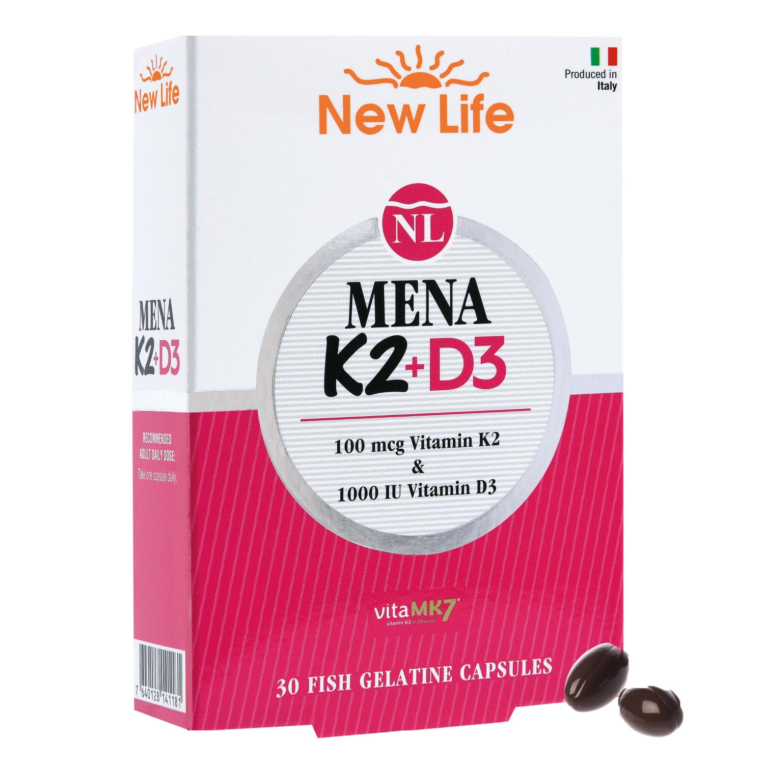New Life Mena K2 D3 30 Kapsül - 100mcg K2 Vitamini + 1000IU D3 Vitamini