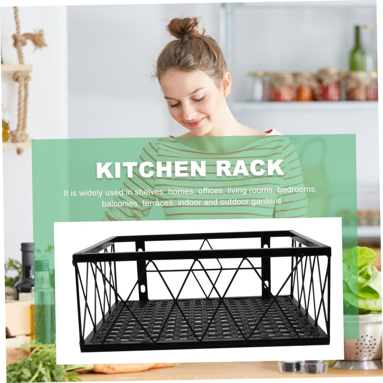 Wall-Mounted Pot Rack Hanging Plant Shelf for Balcony Kitchen Home Decor