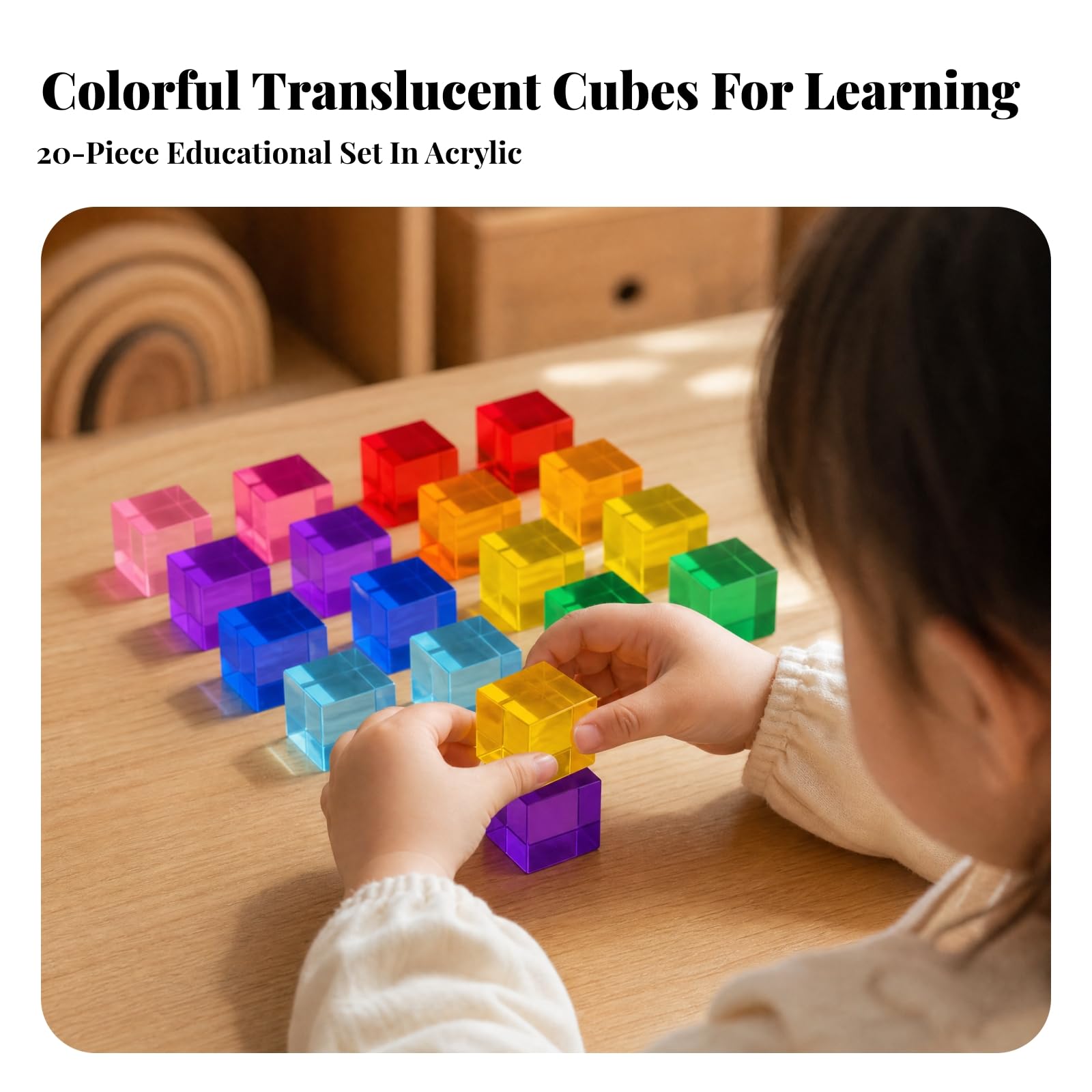 20 Pezzi Cubo da Costruzione in Acrilico | Non Elettrico, Acrilici Trasparenti, Traslucido, Giocattolo, per Area Giochi, Aula Scolastica
