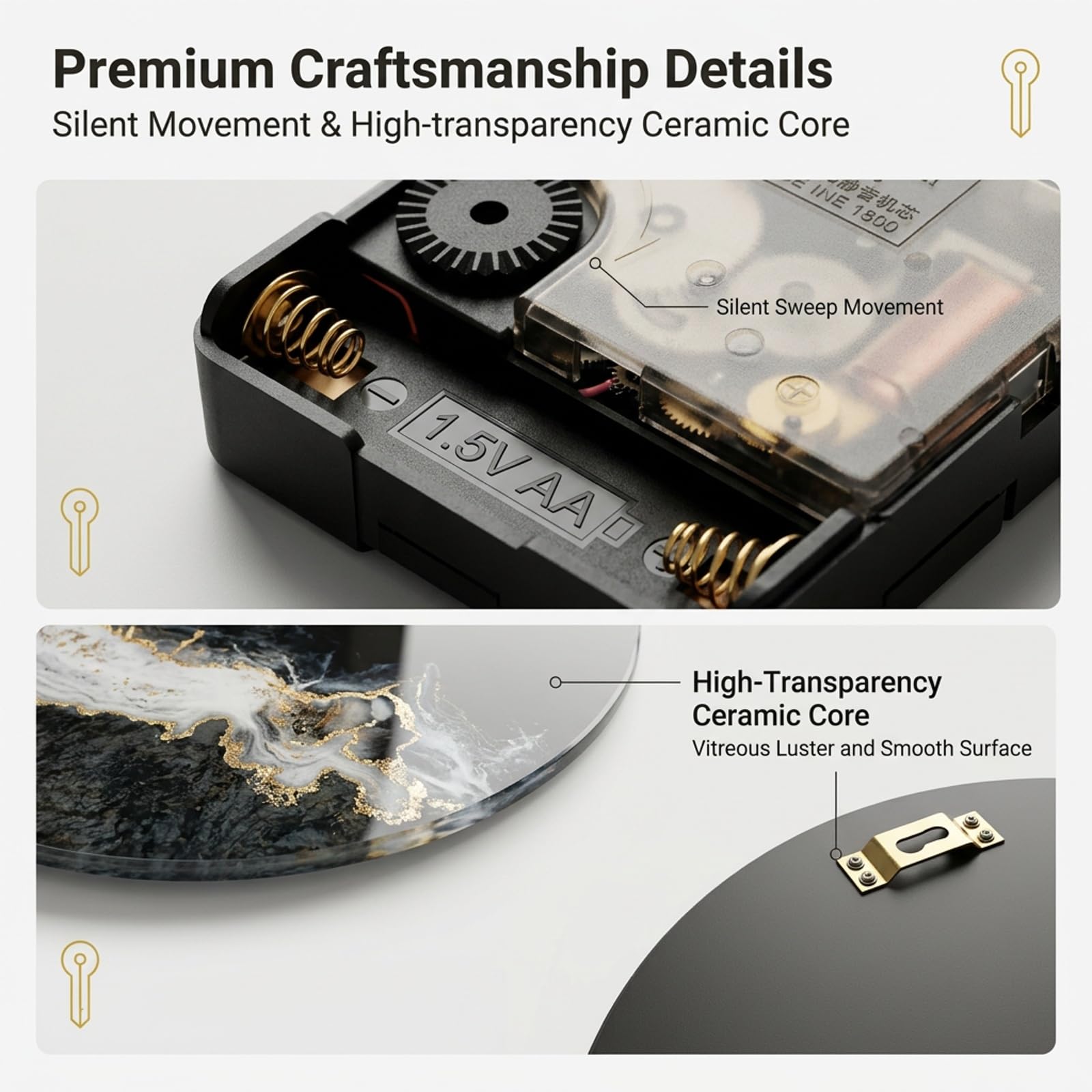 Orologio da Parete 3D LED Moderno, Decorazione Murale Luminosa Elegante | Orologio moderno 3D, luce LED integrata, design artistico in porcellana, silenzioso(B,33.5in*15.7in)