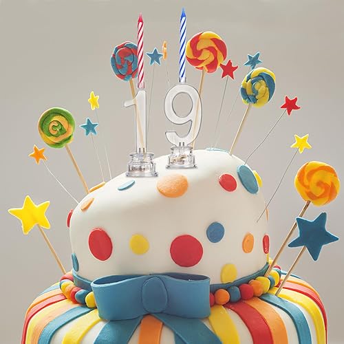 Miniatura 3 de Boao El juego de 50 velas de número de cumpleaños incluye 10 velas LED multicolor intermitentes con carcasa transparente y 40 velas de cera (estilo