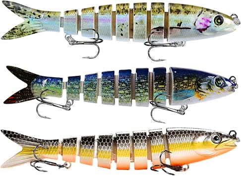 Keenjorika Fishing Lures Multi Jointed Fish Fishing Kits, Slow-Sinking Lifelike Segmented Swimbait Crankbaits, Realistic Swimming Action for Bass, Trout, Pike & Walleye, Freshwater and Saltwater