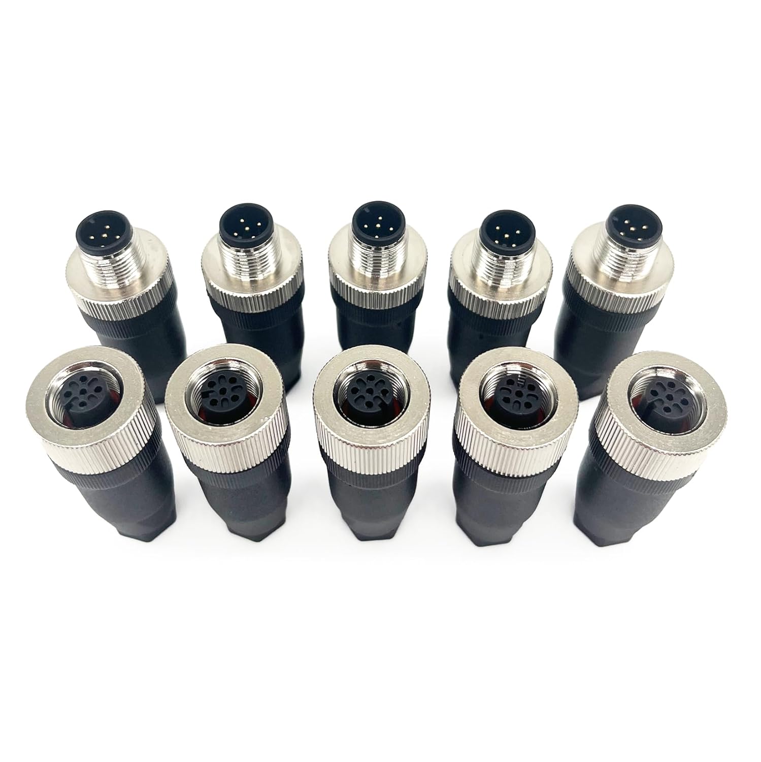 5Set M12 5-Pin Female+Male A-Code Straight Circular Sensor Aviation Connector Industrial Plug Connector,Quick-Assembly Screw Wire Termination Waterproof Connector unshielded IP67 Rated:4A,60V