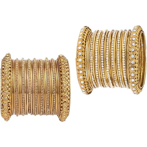 Efulgenz Boho Vintage Antique Gypsy Tribal Indian Oxidized Crystal Bracelets Bangle Set Jewelry