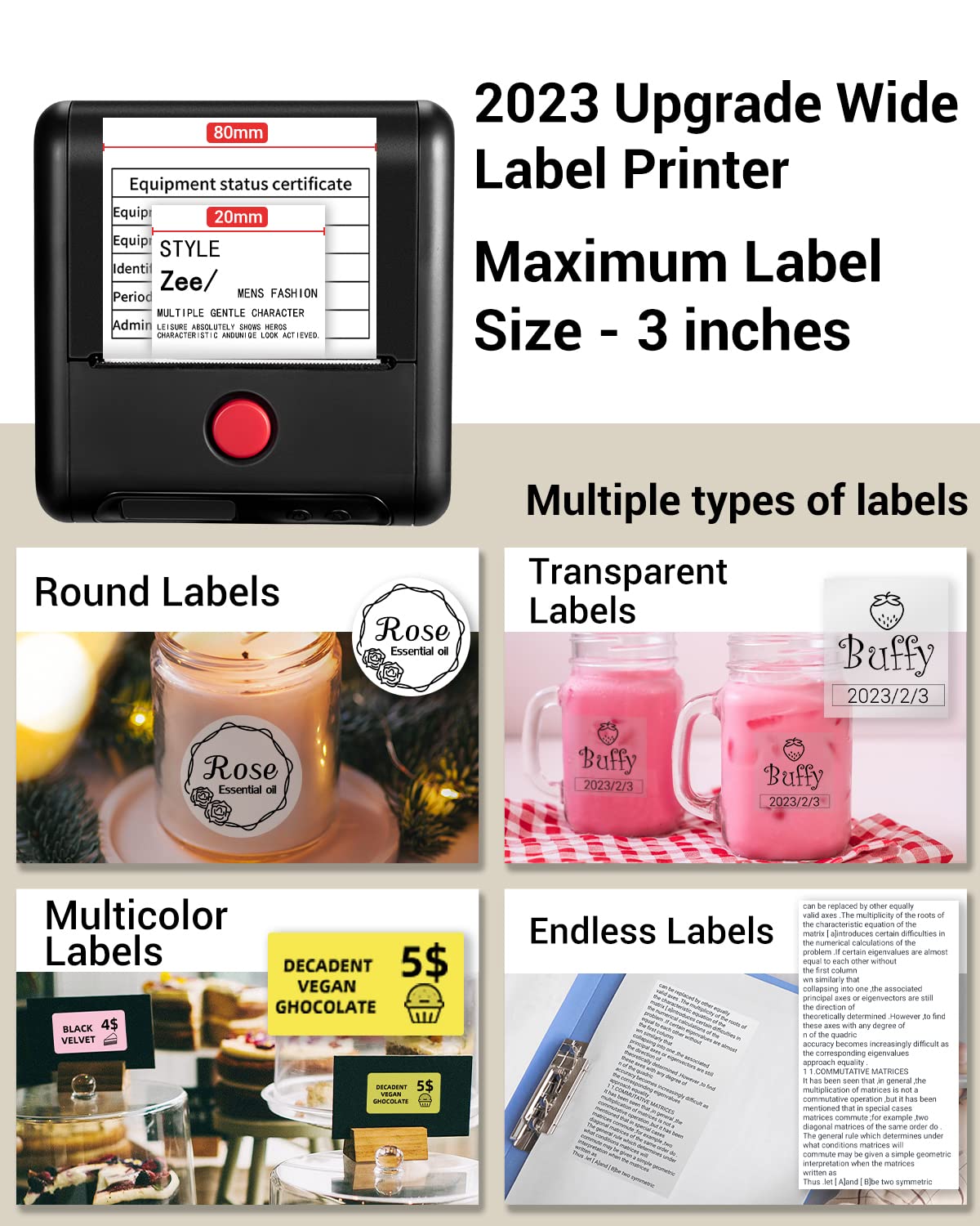 Memoking Etikettendrucker Selbstklebend, Bluetooth Label Printer Mit 2000