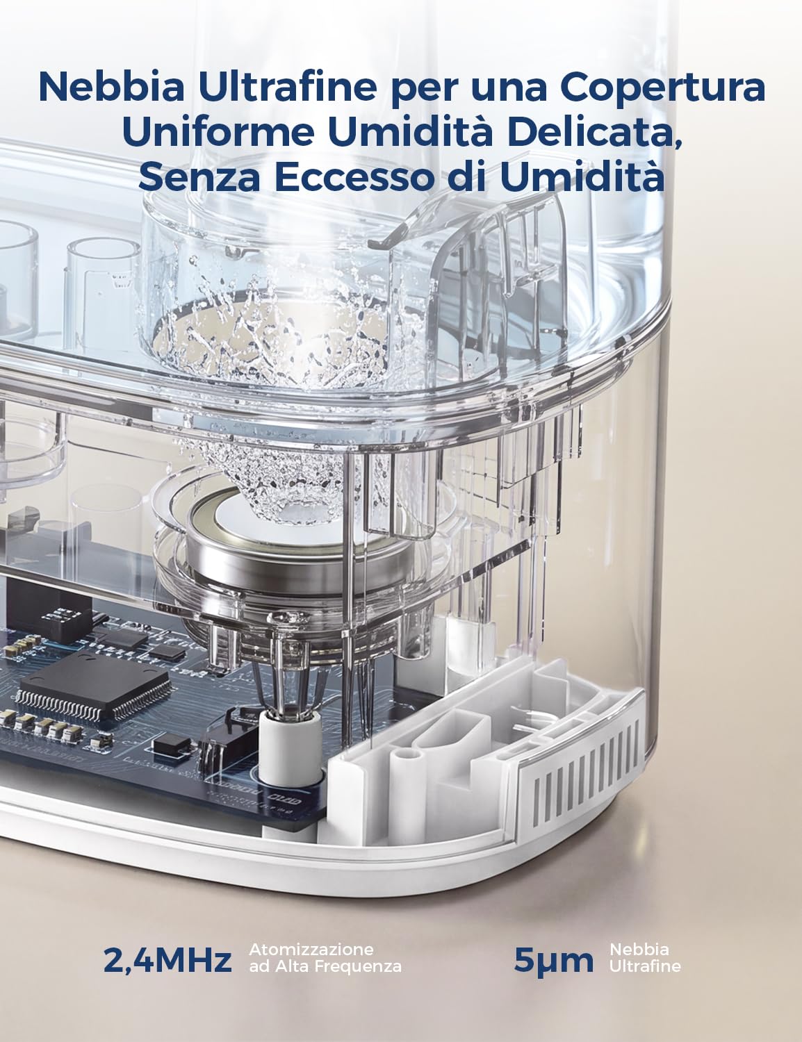AROEVE 6L Ultrasuoni Umidificatore Ambiente 60h Autonomia Silenzioso 25dB | Controllo Umidità Intelligente, Diffusore di Oli Essenziali, Umidificatore a Ultrasuoni Top Fill per Bambini, Piante